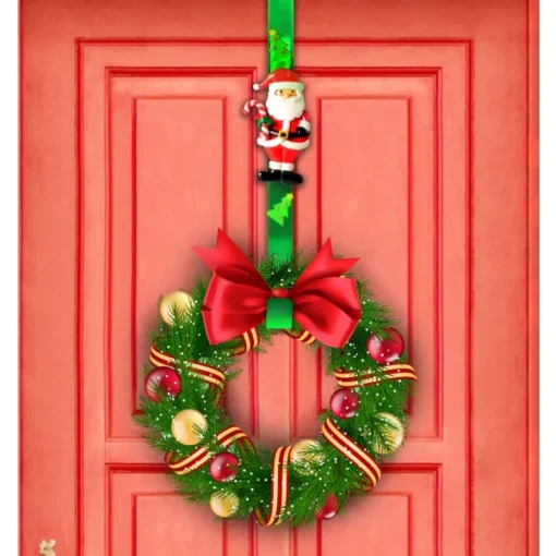 Christmas Metal Wreath Hanger With Santa Claus Icon 15in