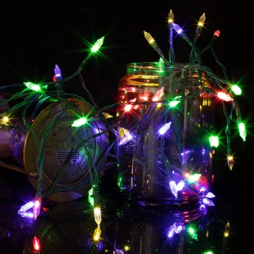50 LED Multicolor Led Green Wire String Lights 17.3ft