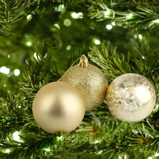 24pcs Gold Christmas Ball Ornaments 2.36in