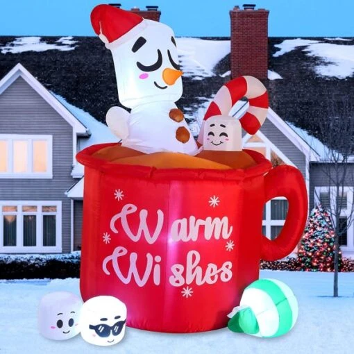 6ft Tall LED Snowman Inflatable Outdoor