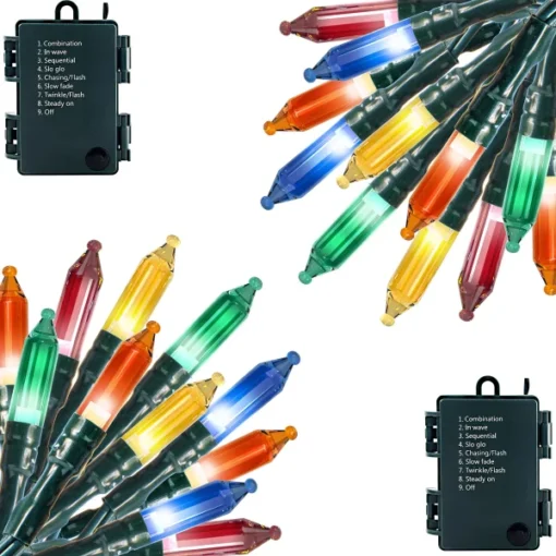 2x50 LED Multicolor Led Green Wire String Lights 17.3ft