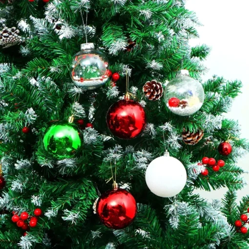 30pcs Red Green & White Clear Ball Ornaments 3.15in