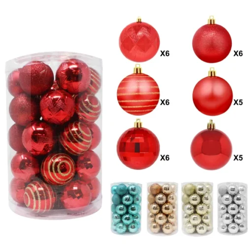 34pcs Red Christmas Ball Ornaments