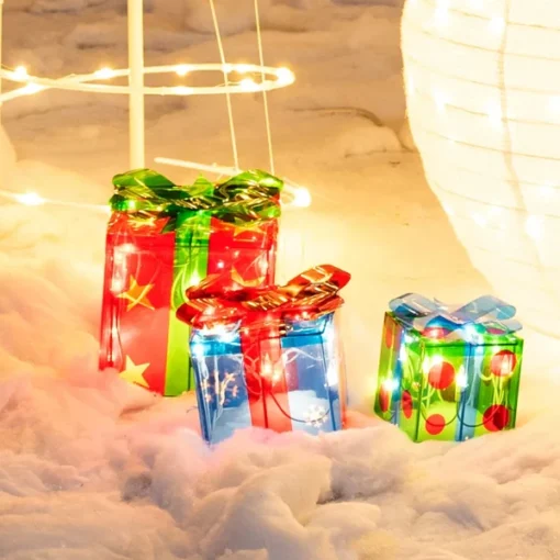 3Pcs 50LED Christmas Light Boxes Decor
