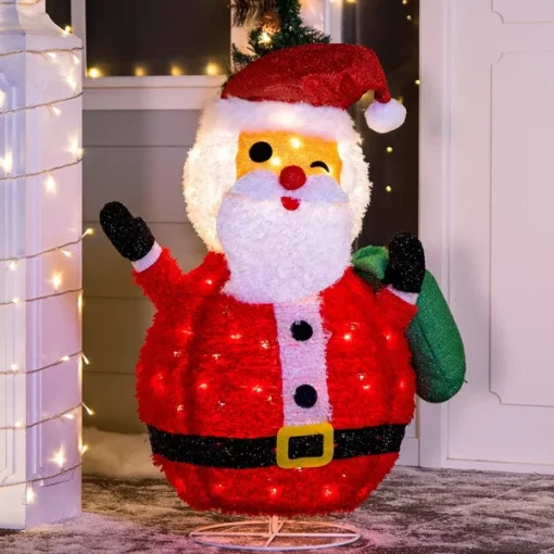 3ft 100 LED Plush Collapsible Santa