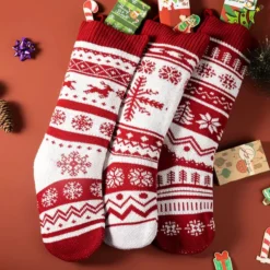 3pcs Large Christmas Knit Stocking Decoration 18in