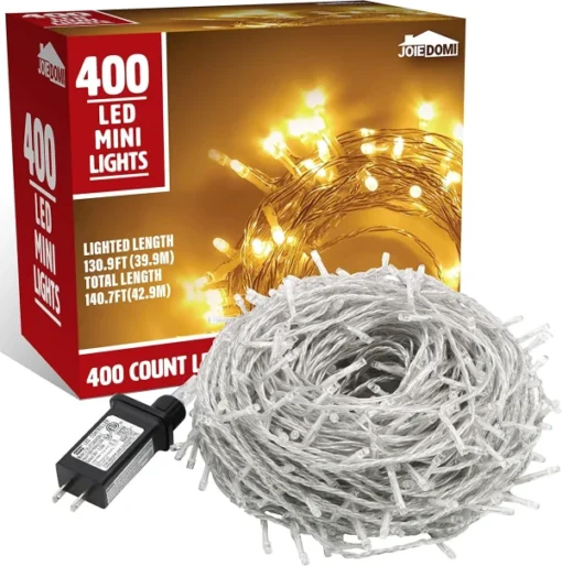 400 LED Warm White Led String Lights Clear Wire 140.7ft