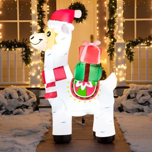 6ft Inflatable LED Christmas Llama With Gifts