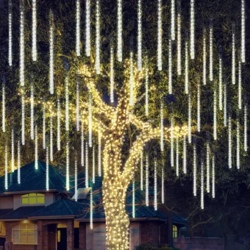 10 Tubes (19.8in) Christmas Meteor Shower Lights, Warm White