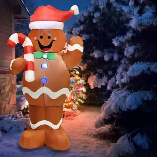 5ft LED Yard Decoration Inflatable Gingerbread Man