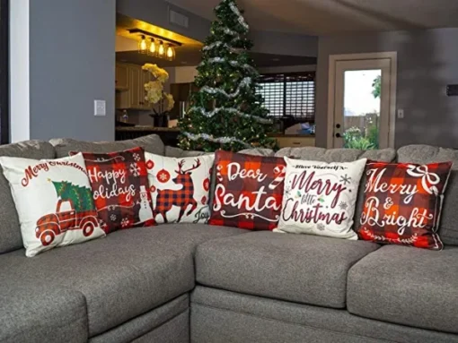 6pcs Christmas Buffalo Plaid Pillow Covers