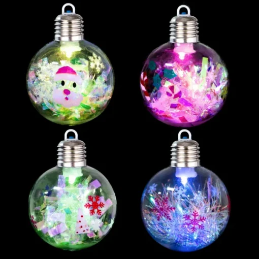 8pcs Plastic Light Up Christmas Ball Ornaments 3.15in