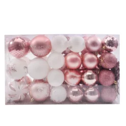 88pcs White And Rose Gold Christmas Ornaments