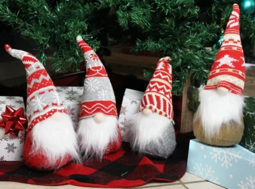 4pcs Red And Grey Plush Swedish Santa