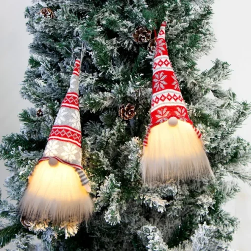 Christmas Red And Grey Light Up Swedish Santa Plush Gnome