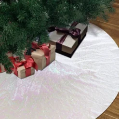 White Sequin Christmas Tree Skirt 48in